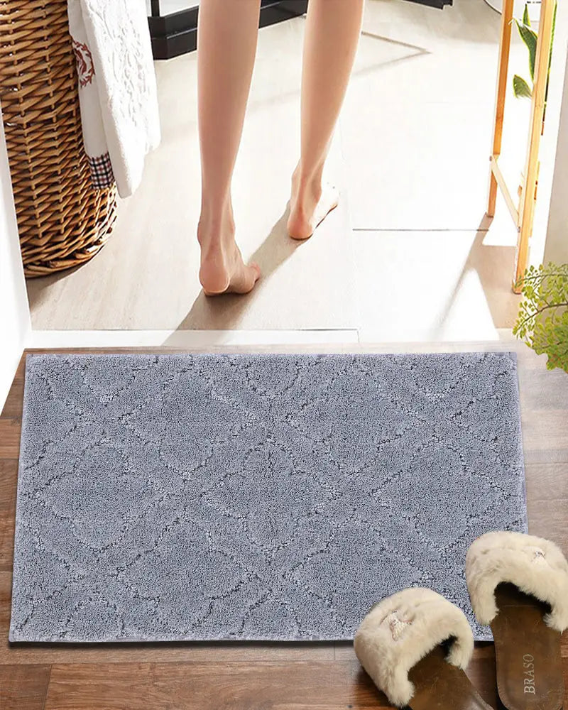 Flora Anti Skid Super Absorbent Silver Bathmat