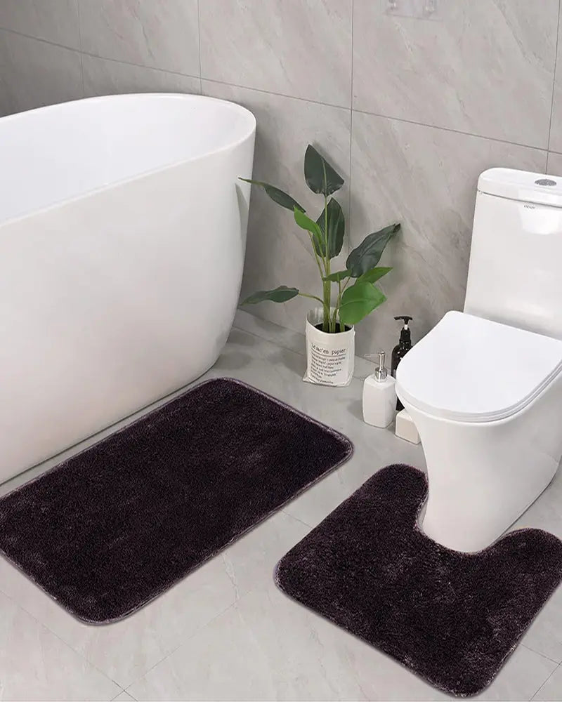 Sophia Anti Skid 2 Pcs Contour Bath Brown Rug