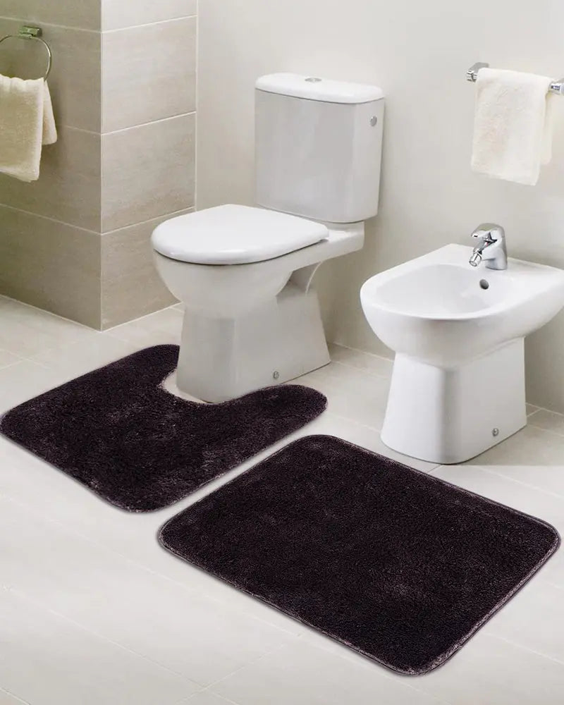 Sophia Anti Skid 2 Pcs Contour Bath Brown Rug
