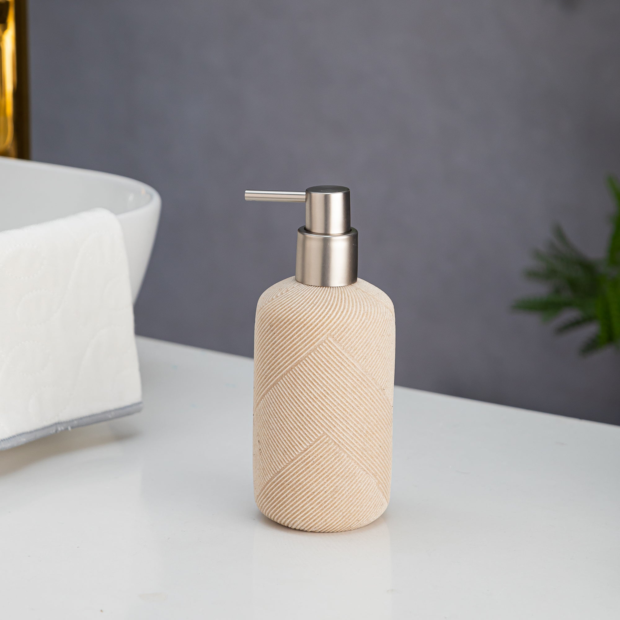 Exclusive Polyresin Soap Dispenser for Handwash for Bathroom Sand 1228 - Pano