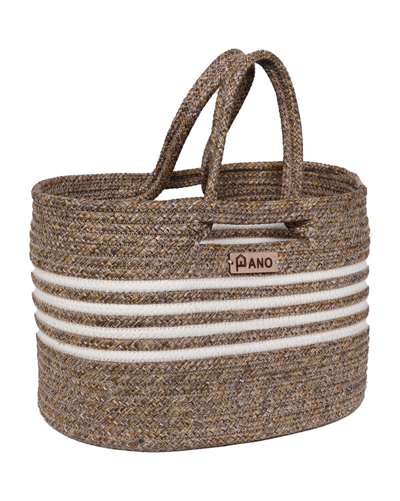 Elora Mutli Purpose Beige Tote Hand Basket - Pano Pano