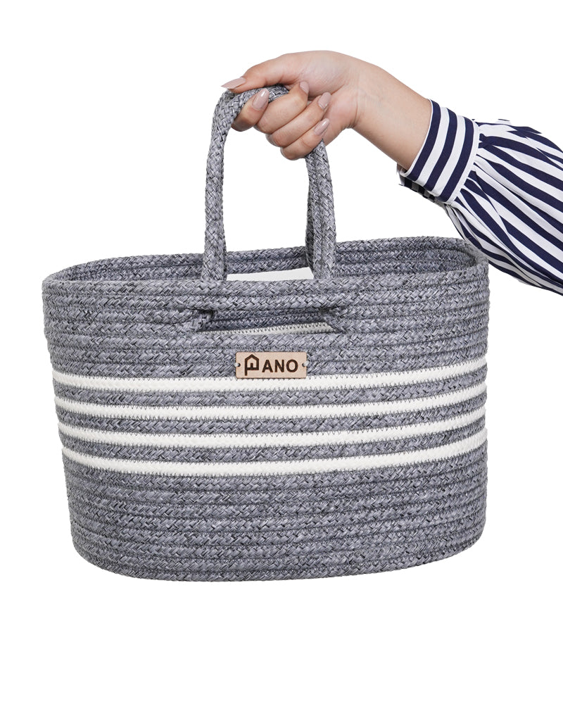 Elora Multi Purpose Grey Tote Hand Basket - Pano Pano