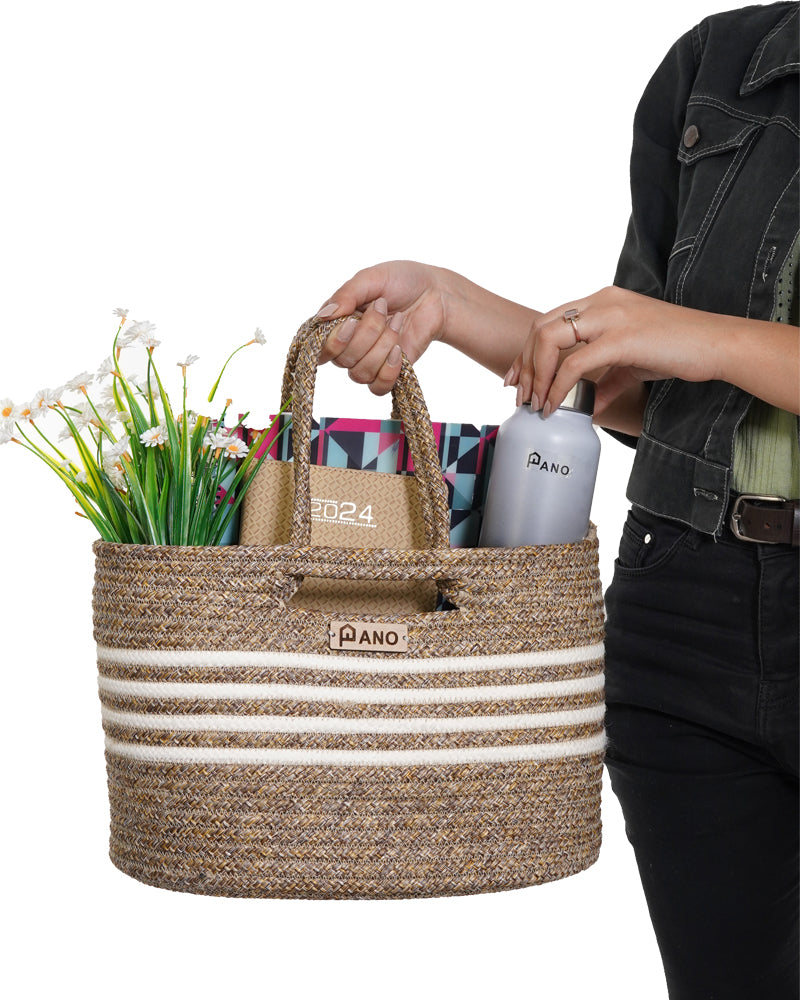 Fioris Multi Purpose Brown Tote Hand Basket