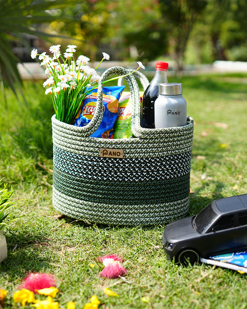 Fioris Multi Purpose Green Tote Hand Basket
