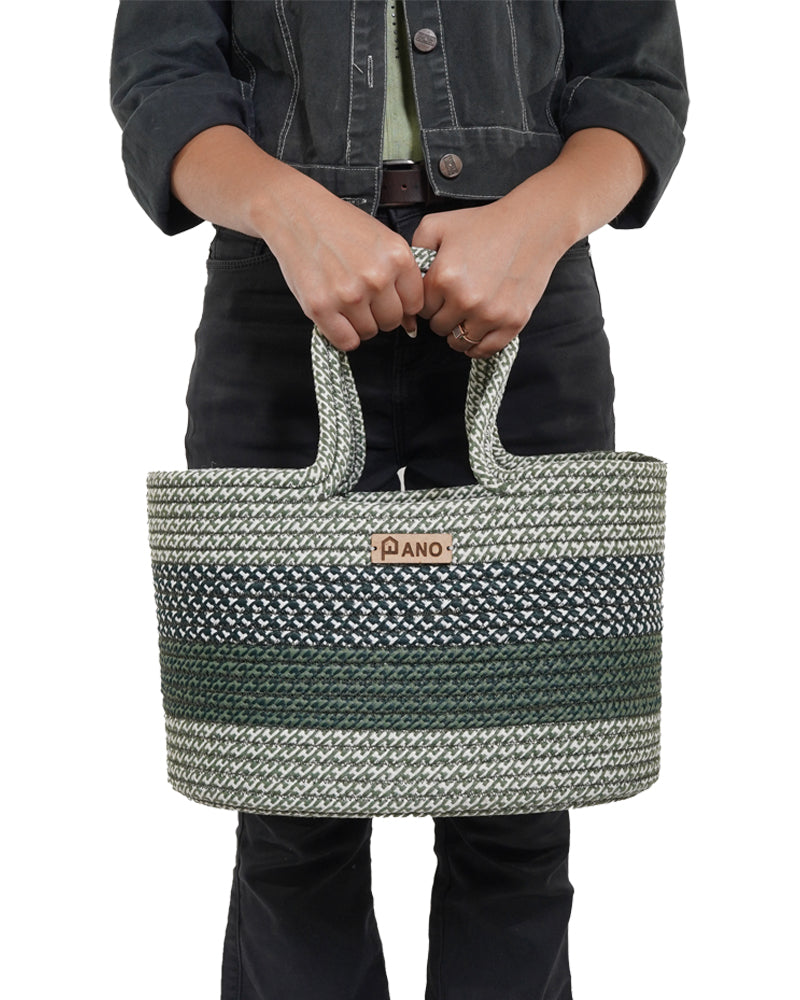 Fioris Multi Purpose Green Tote Hand Basket