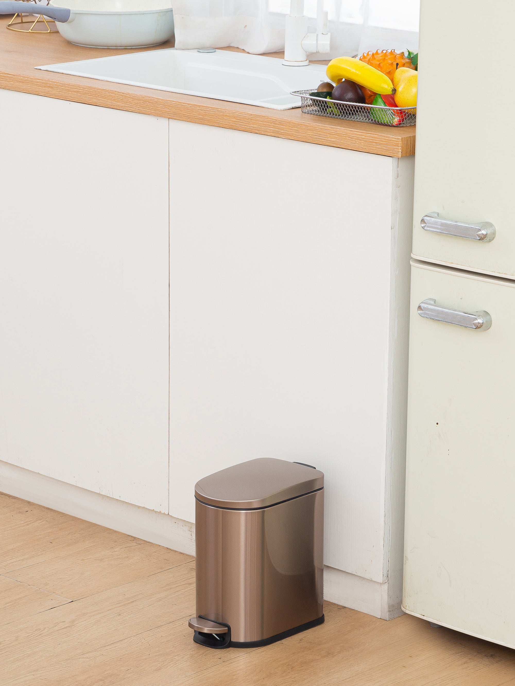 Milo Stainless Steel Step Bin Golden Haze Trashcan 5 Litre - Pano