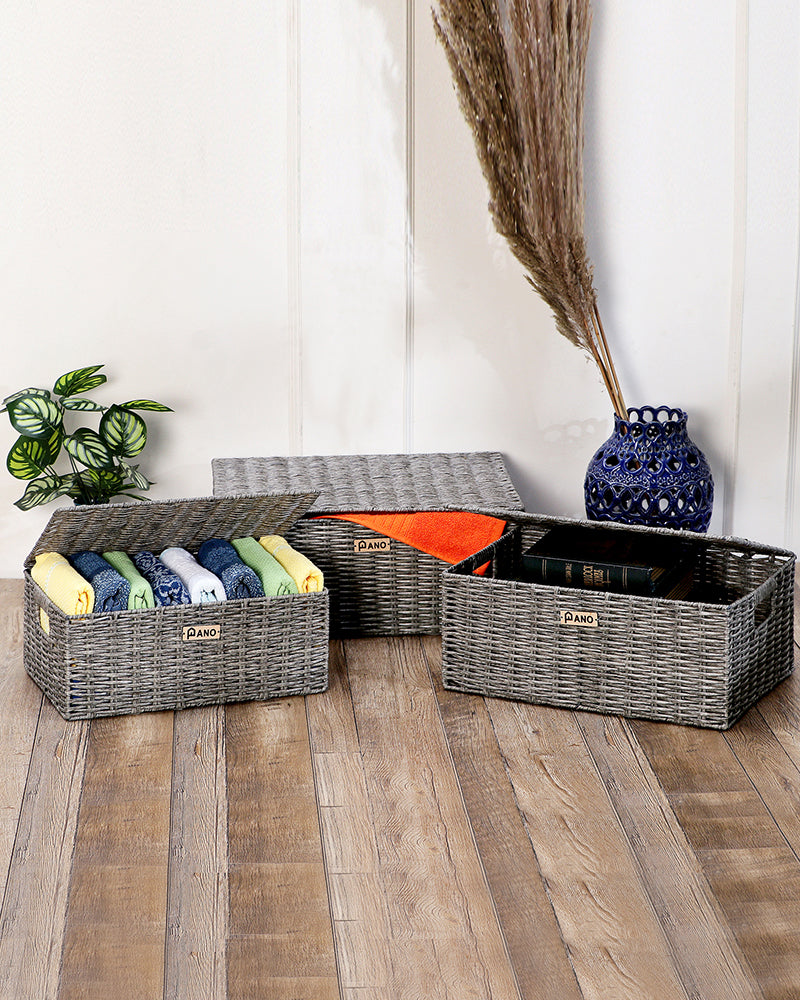 Imported Willow Wicker Basket Light Grey - Pano Pano