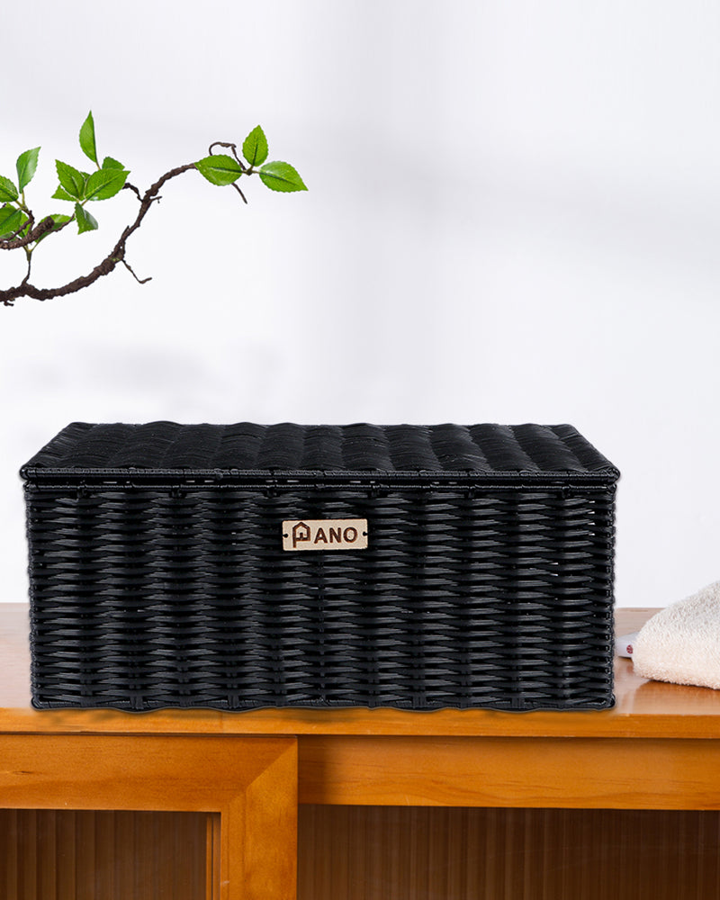Imported Willow Wicker Basket Black - Pano Pano