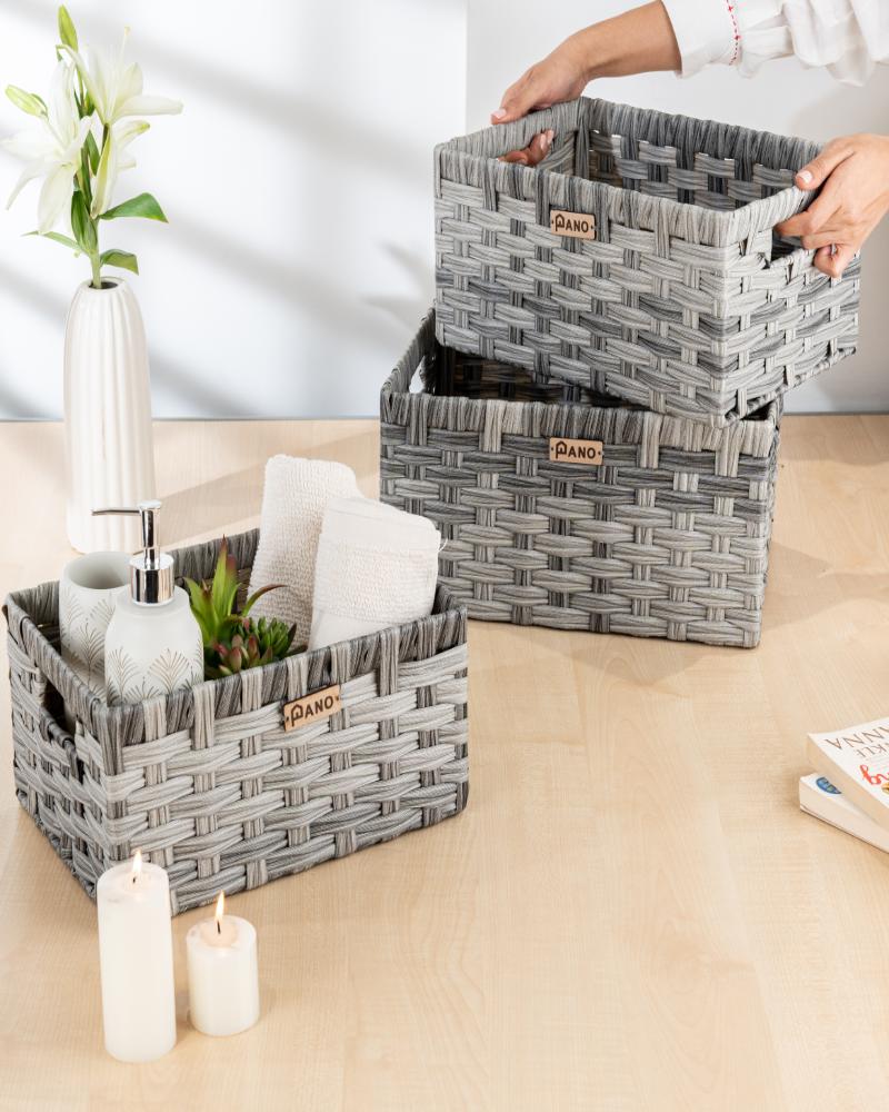 Wicker Storage Leo Basket Ash Grey | Storage Basket - Pano