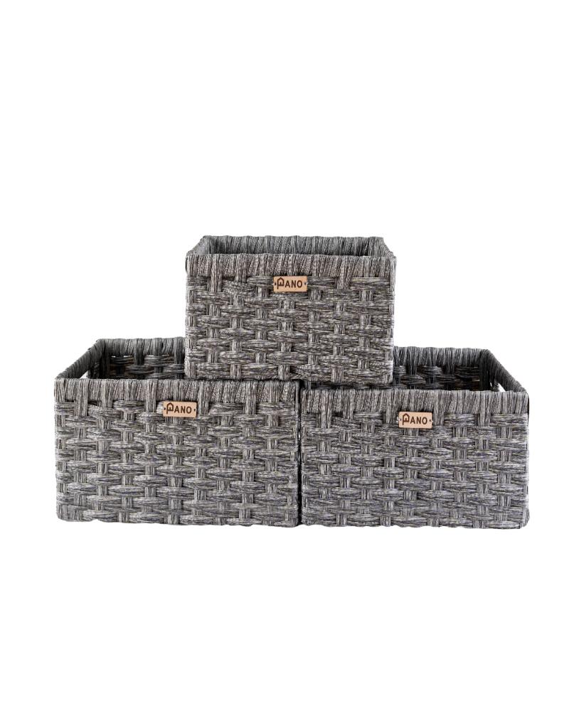 Wicker Storage Leo Basket Charcoal | Organiser Basket - Pano