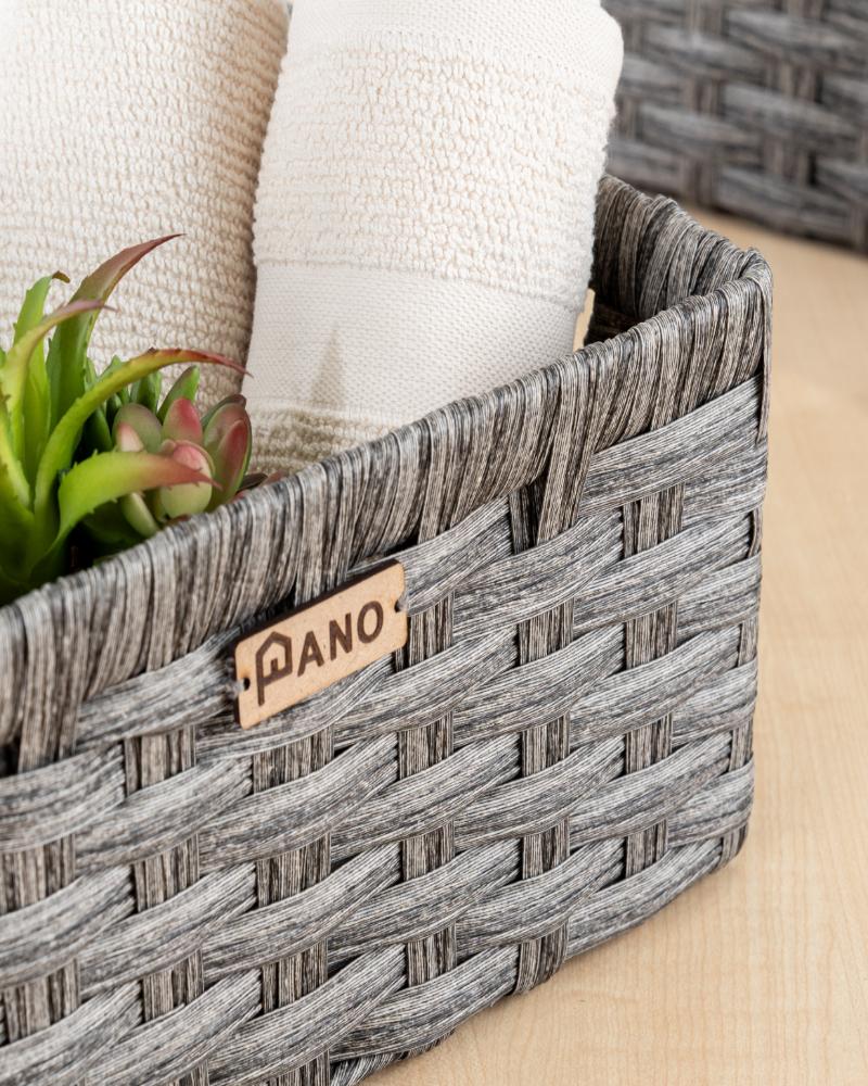 Wicker Storage Leo Basket Charcoal | Organiser Basket - Pano
