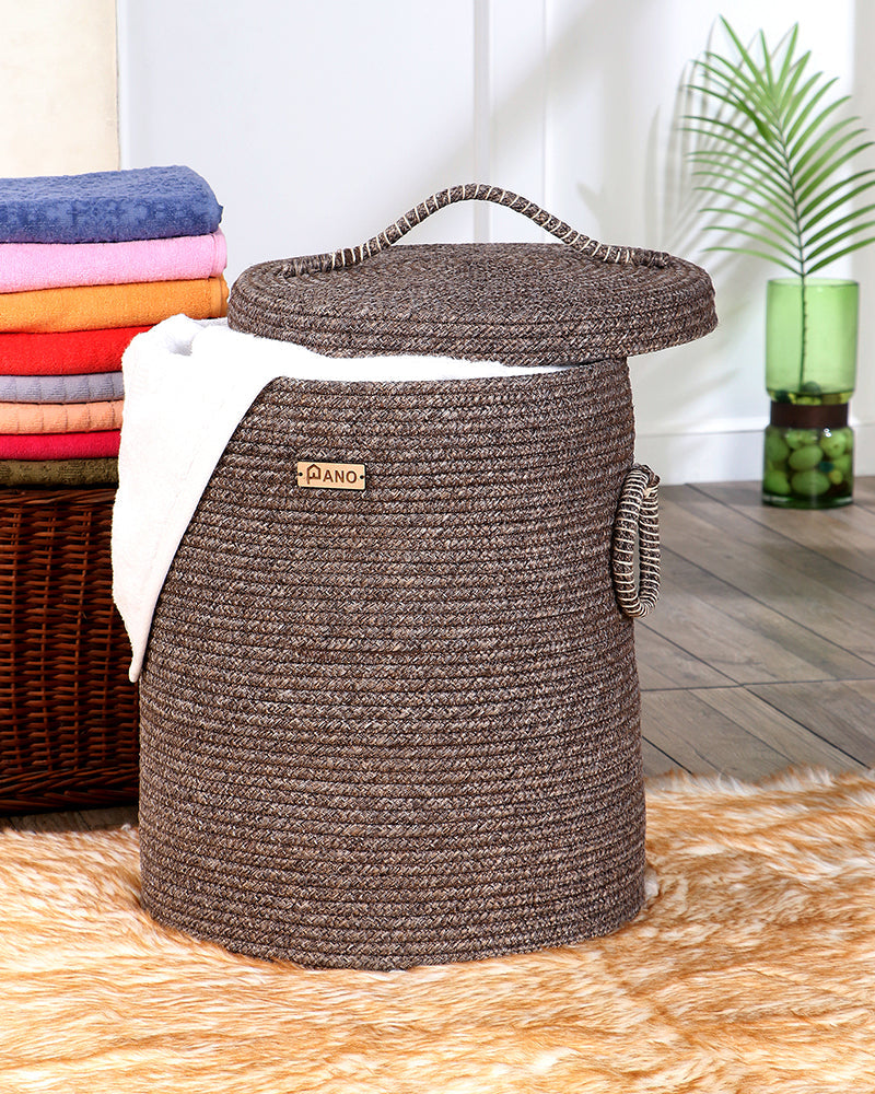 Tri Colour Laundry Basket with Lid Pano