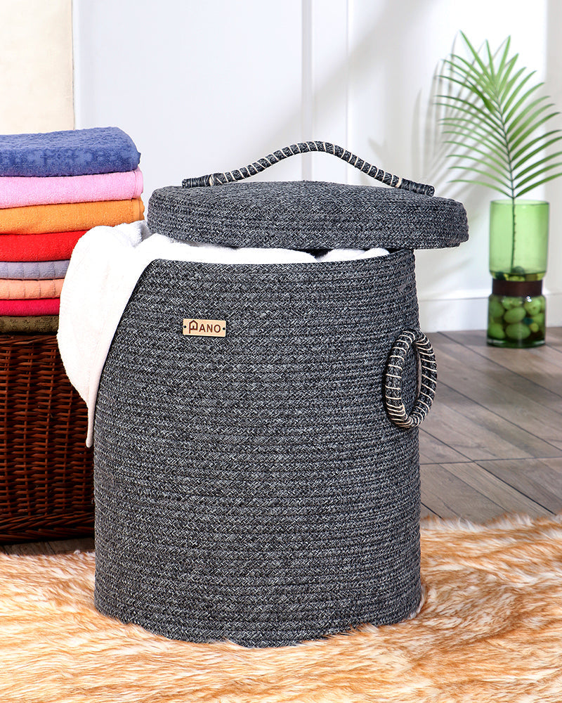 Tri Colour Laundry Basket with Lid Pano