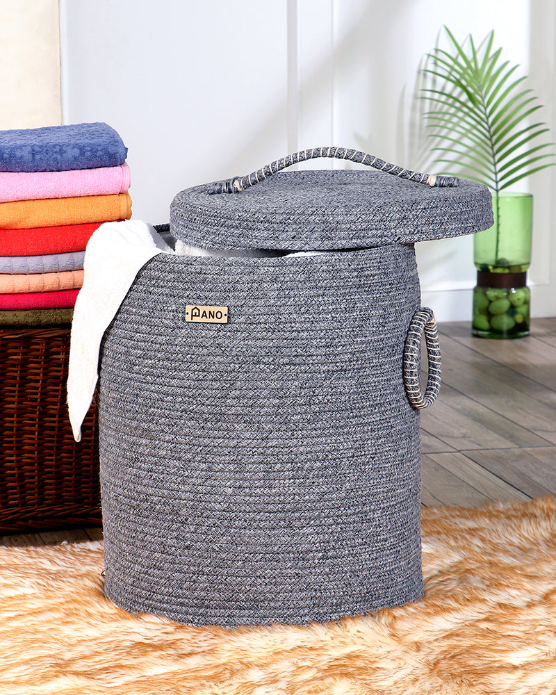 Tri Colour Laundry Basket with Lid Pano