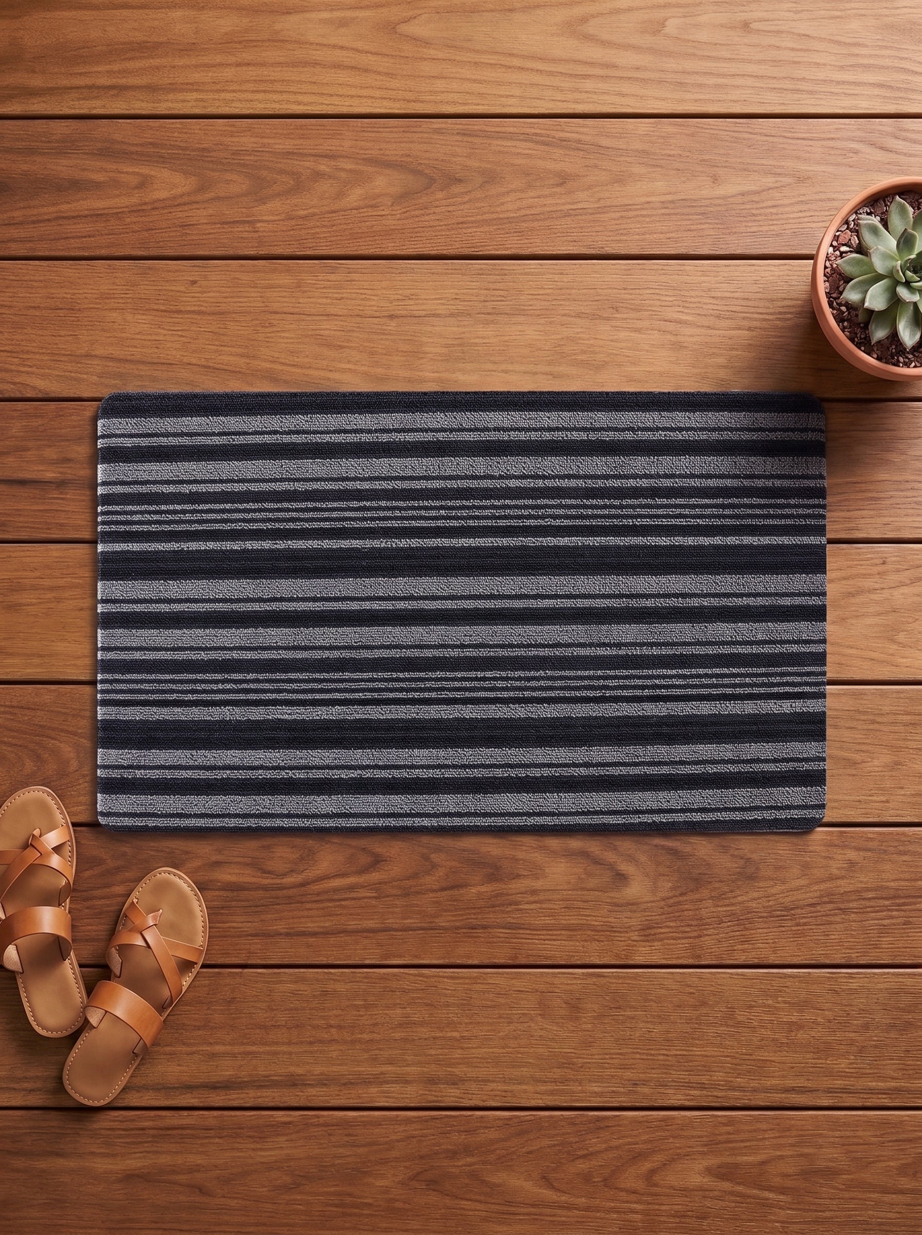 Linea Grey Anti-Skid Outdoor Mat -Pano