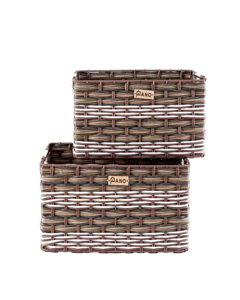 Wicker Storage Oliver Basket Brown | Storage Basket with Lid - Pano
