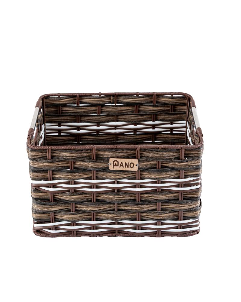 Wicker Storage Oliver Basket Brown | Storage Basket with Lid - Pano