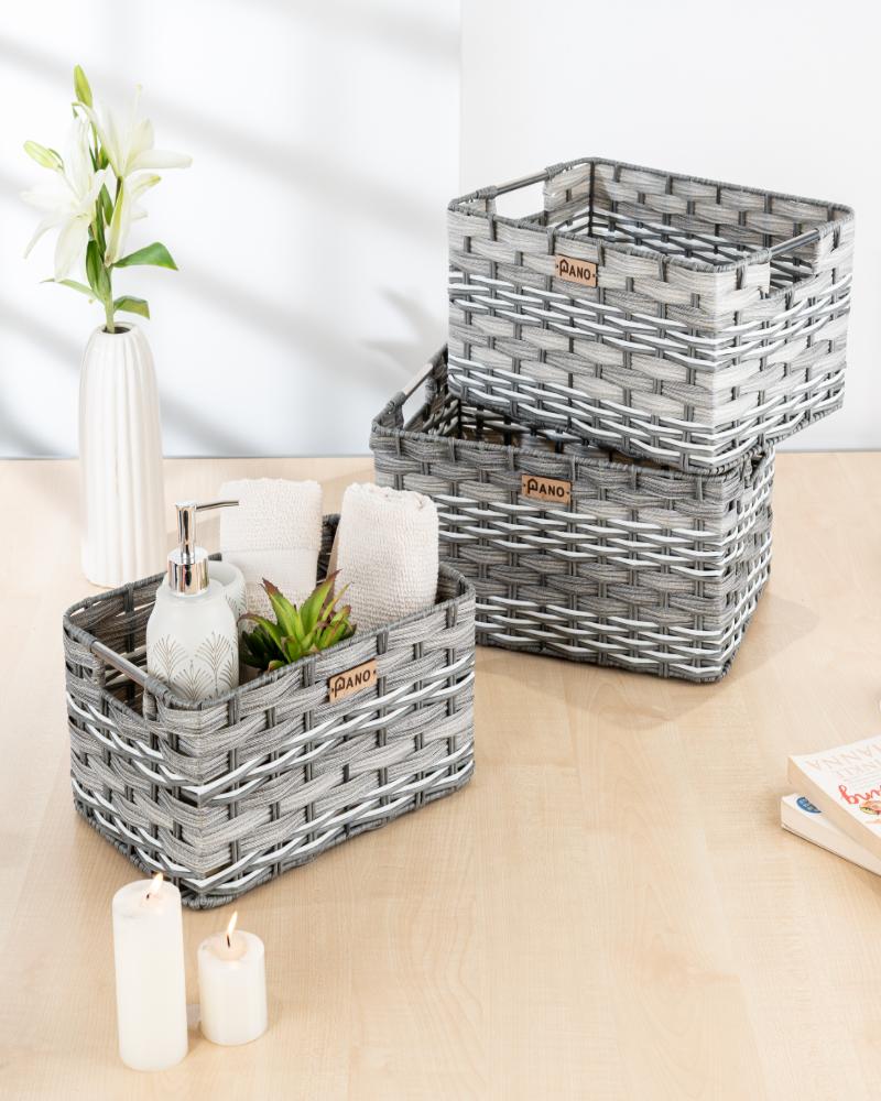 Wicker Storage Oliver Basket Grey | Storage Organiser  - Pano
