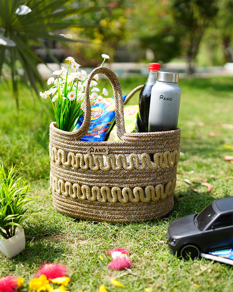 Oslo Multi Purpose Beige Tote Hand Basket - Pano