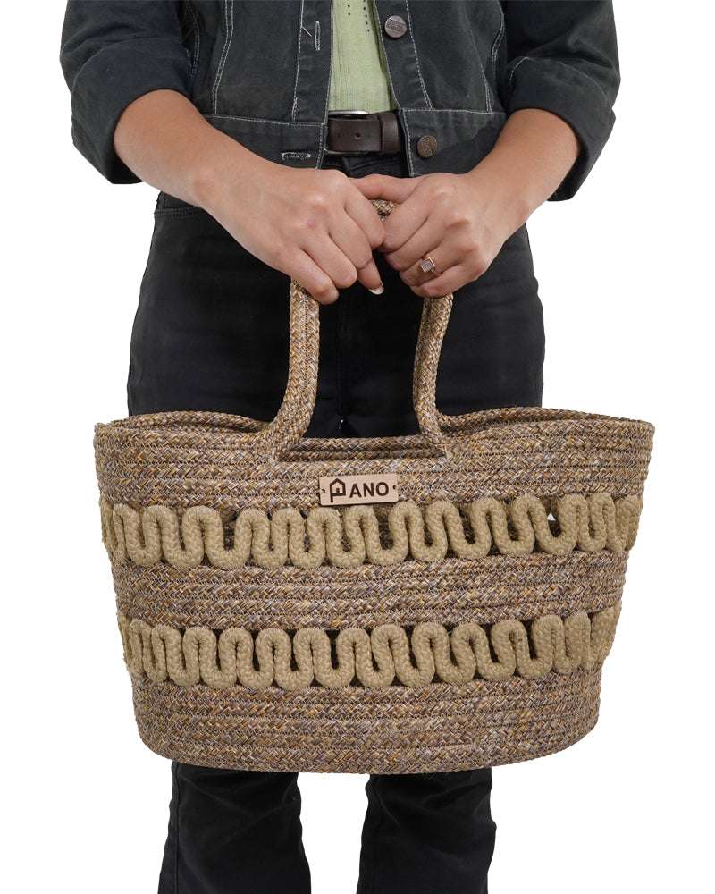 Oslo Multi Purpose Beige Tote Hand Basket - Pano