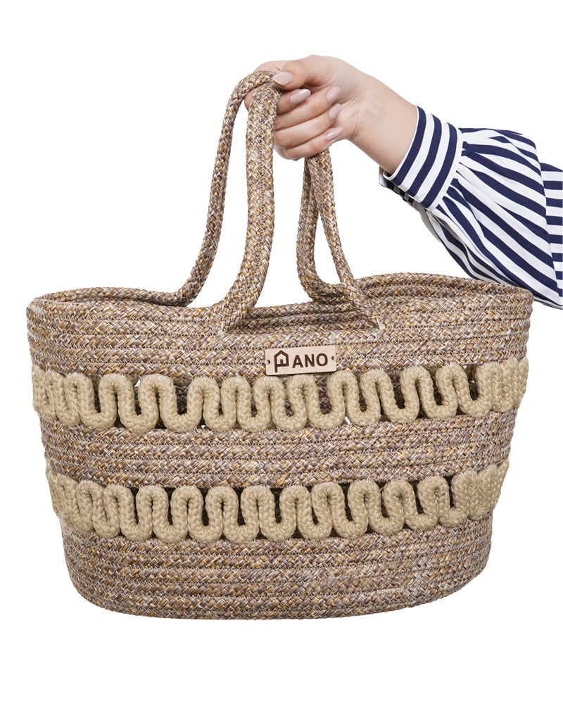 Oslo Multi Purpose Beige Tote Hand Basket - Pano