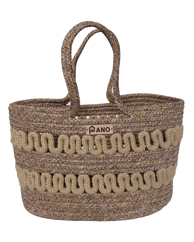 Oslo Multi Purpose Beige Tote Hand Basket - Pano