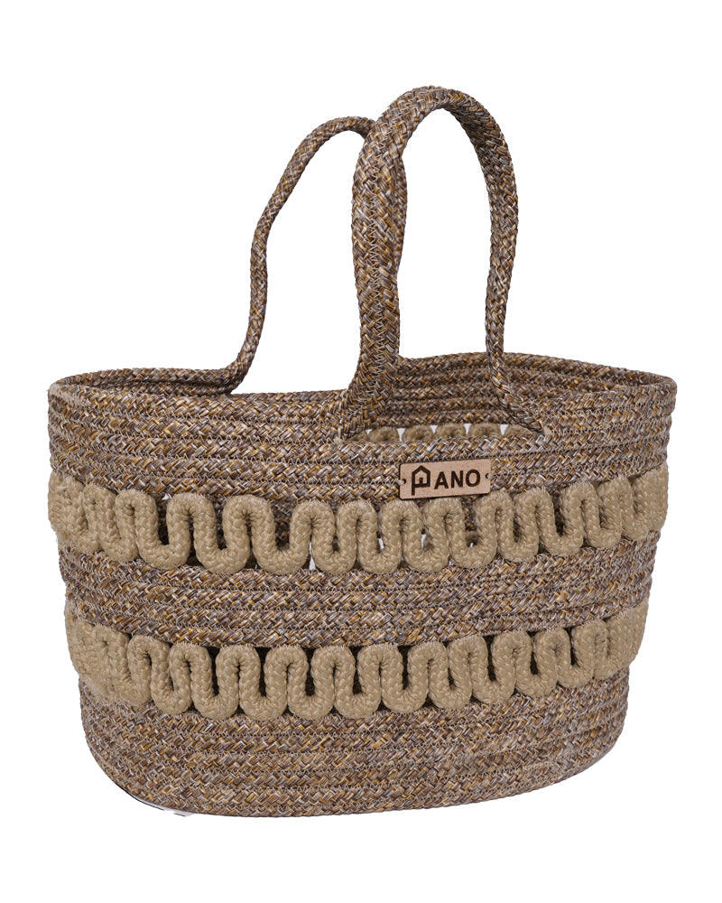 Oslo Multi Purpose Beige Tote Hand Basket - Pano