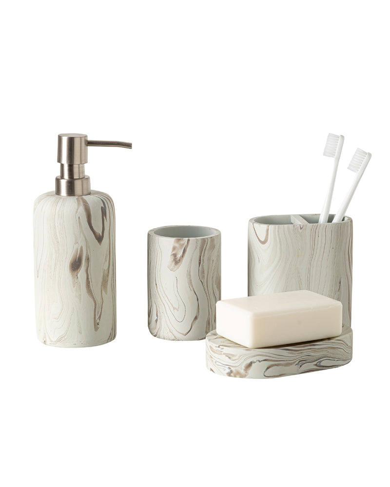 Premium Polyresin Bath Set Abstract Marble Pano