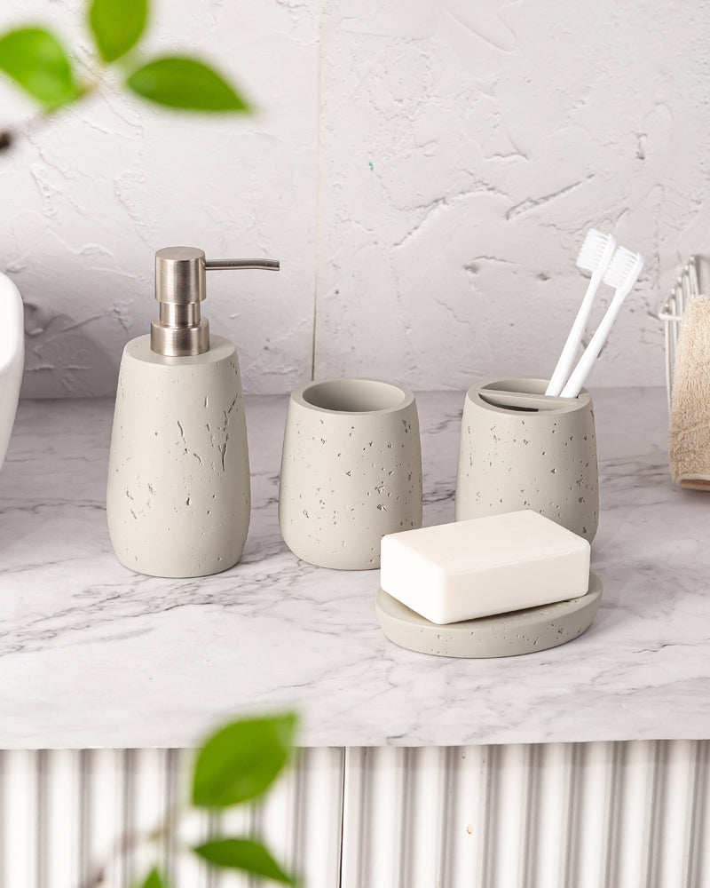 Luxurious Polyresin Bath Set Mouse Grey Pano