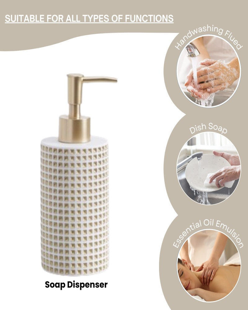 White Golden Polyresin 4 Pcs Bath Set Pano