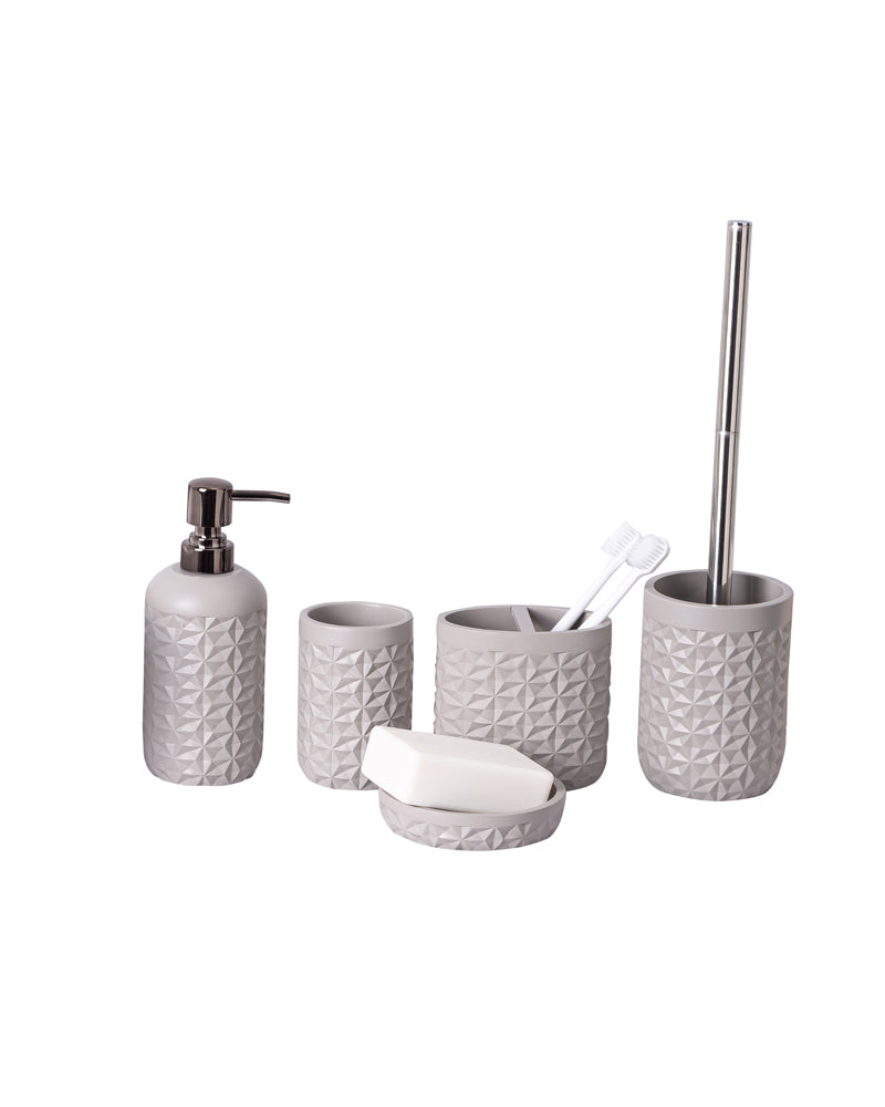 Luxurious Polyresin 4 Pcs Bath Set Metal Grey ,The Best Gifting Choice Pano
