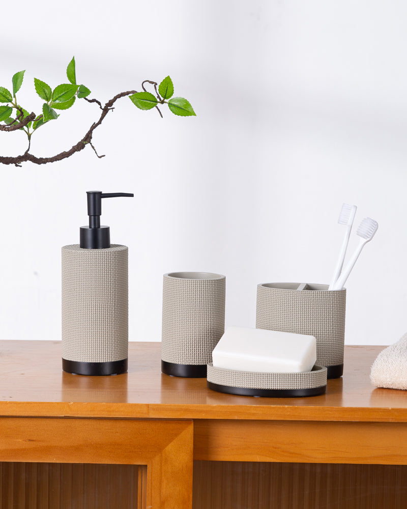 Exclusive Polyresin Bath Decor Bathroom Accessory Set of 4 Pano