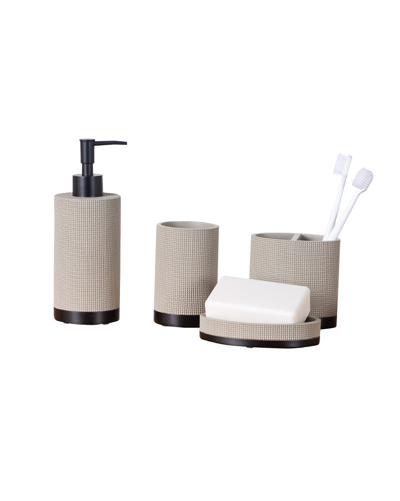 Exclusive Polyresin Bath Decor Bathroom Accessory Set of 4 Pano