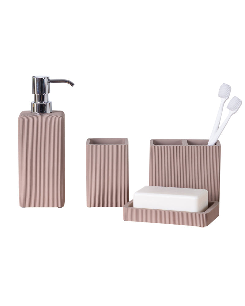 Exclusive Polyresin Bath Decor Bathroom Accessory Set of 4 Pano