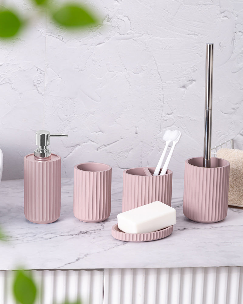 Exclusive Polyresin Bath Decor Bathroom Accessory Set of 4 Pano