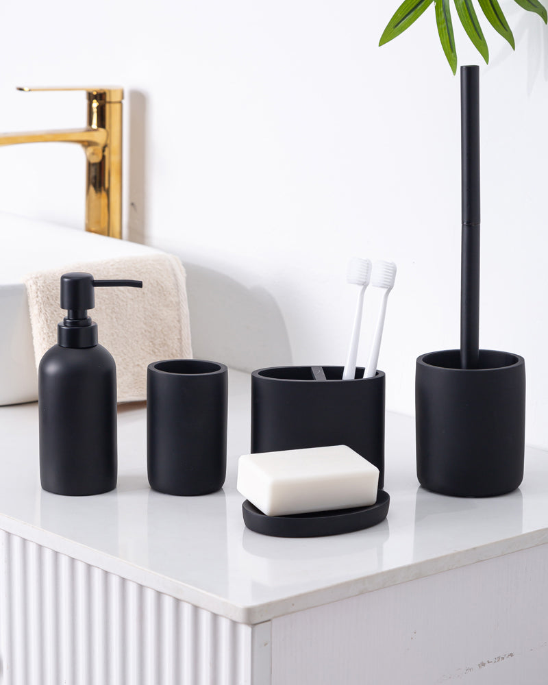 Exclusive Polyresin Bath Decor Bathroom Accessory Set of 4 Pano