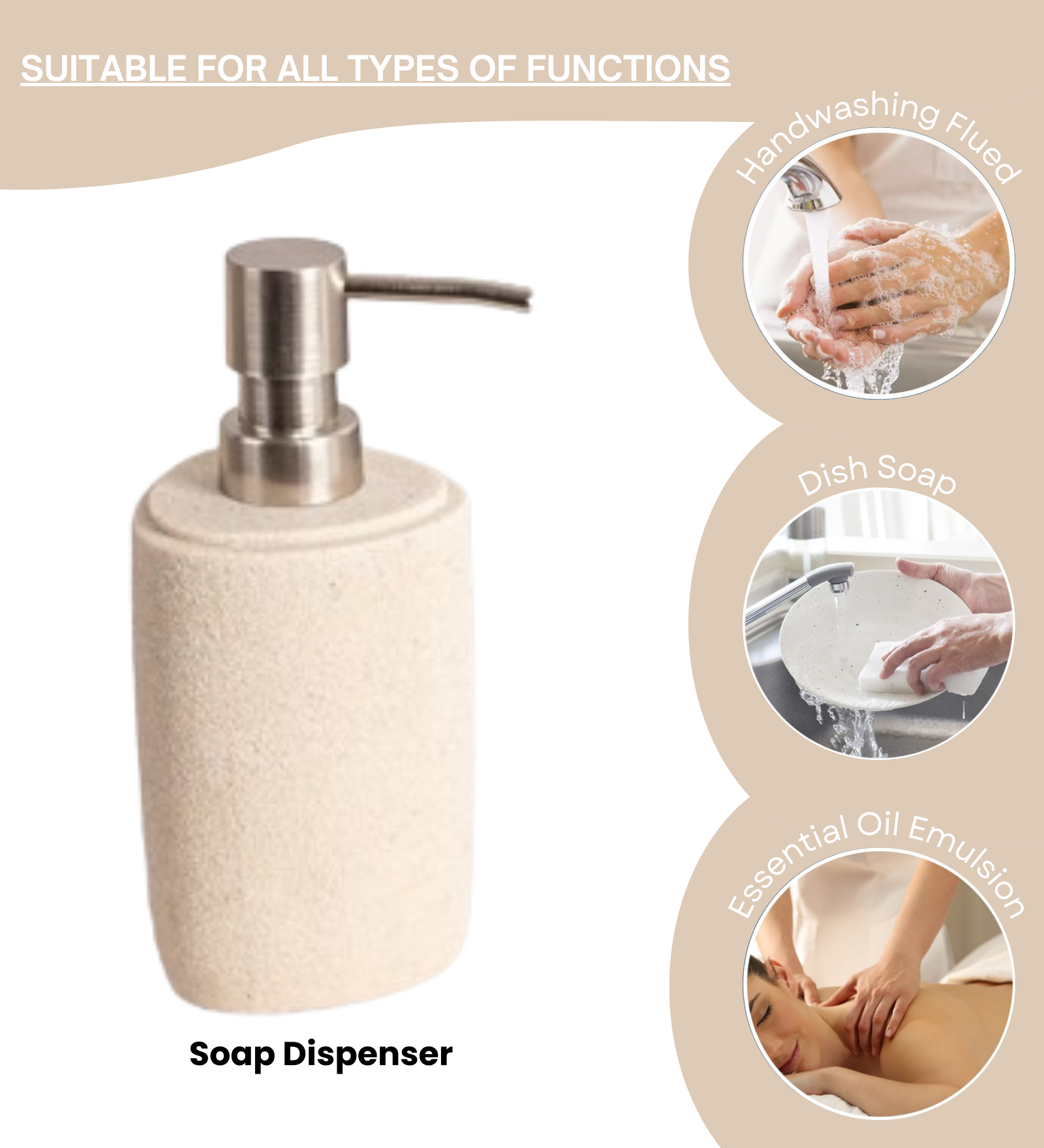Exclusive Polyresin Bath Soap Dispenser Sand Pano