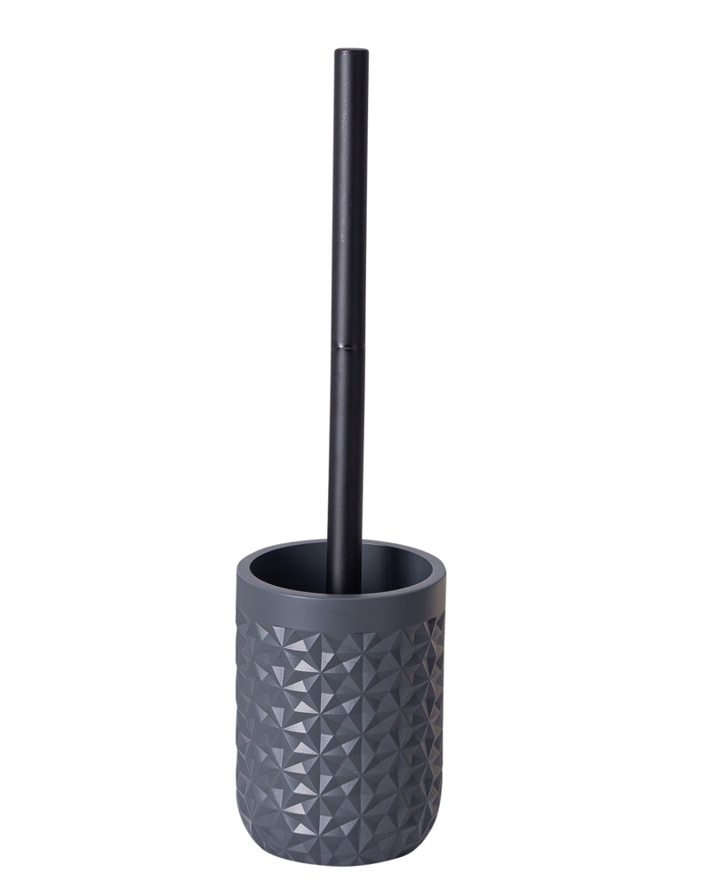 Polyresin Toilet Cleaner Brush with Holder Stand for Bathroom, Charcoal - Pano Pano