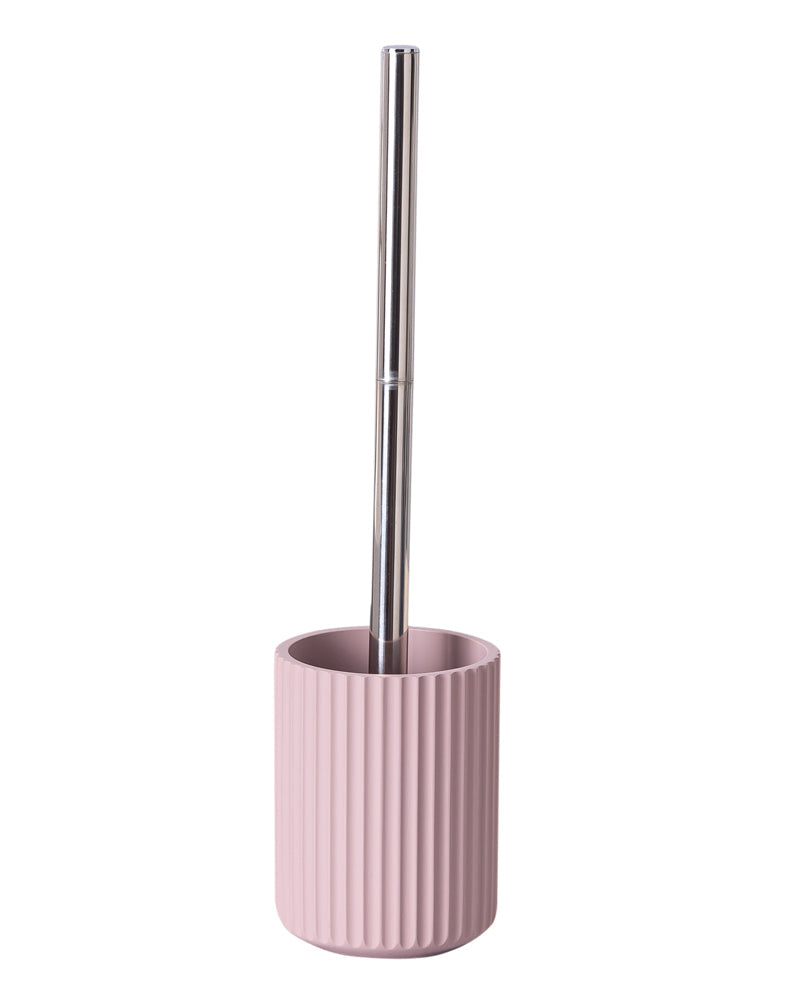 Polyresin Toilet Cleaner Brush with Holder Stand for Bathroom, Blush- Pano Pano