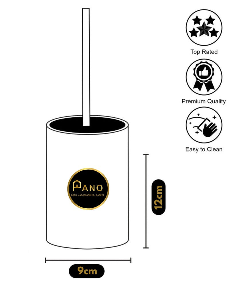 Polyresin Toilet Cleaner Brush with Holder Stand for Bathroom, Olive Green - Pano Pano