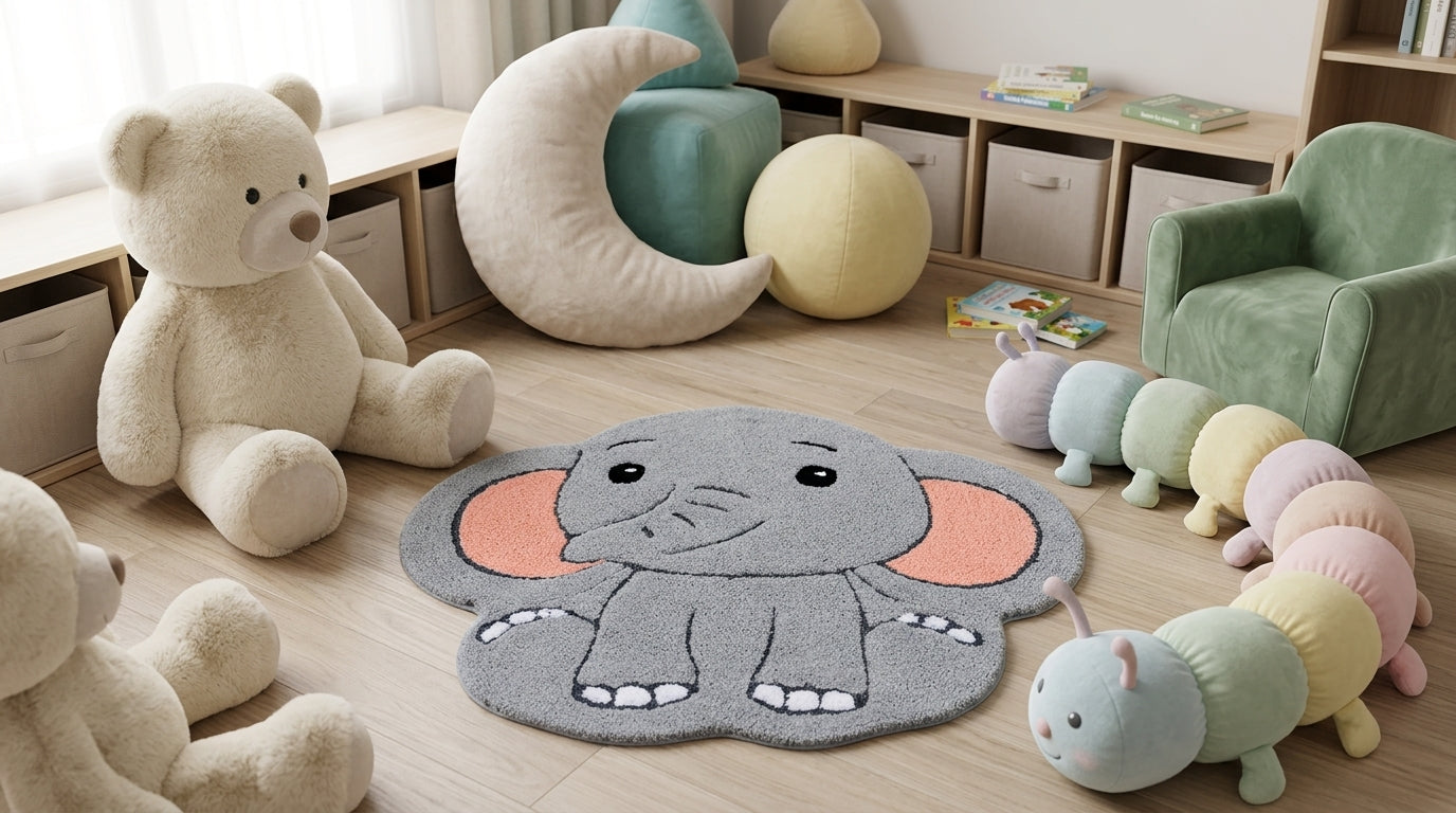 Baby Elephant Premium Micro Poly Yarn Multi-Usage Rug - Pano