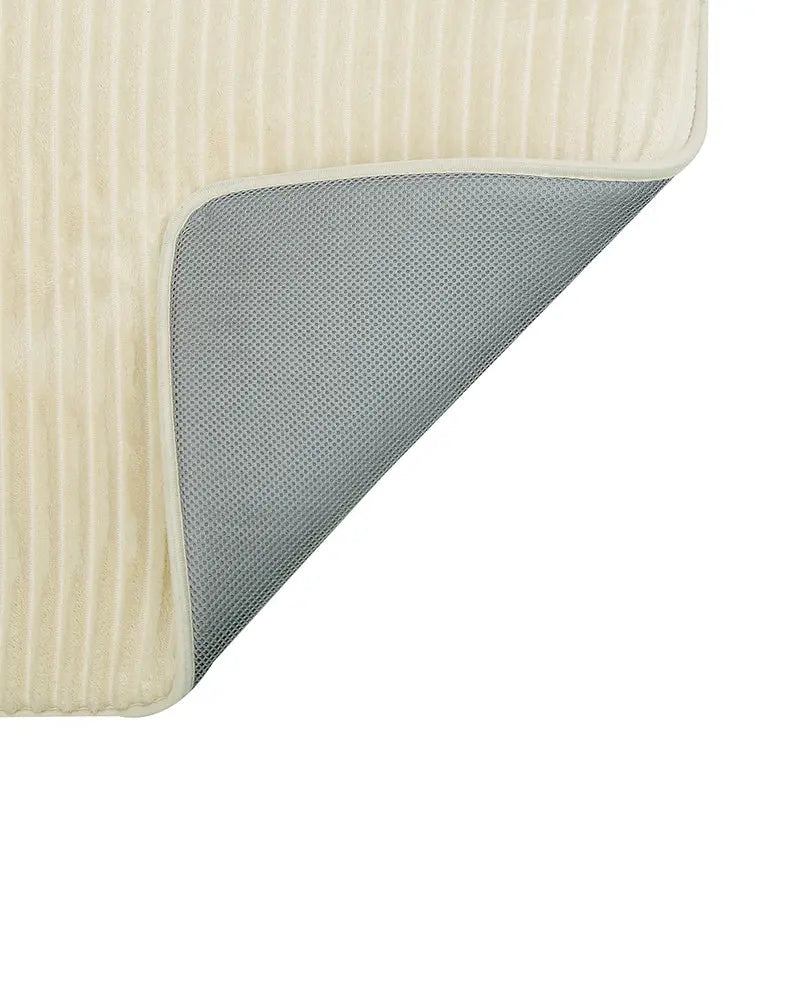 Pin Stripe Memory Foam Anti Skid Beige Bathmat