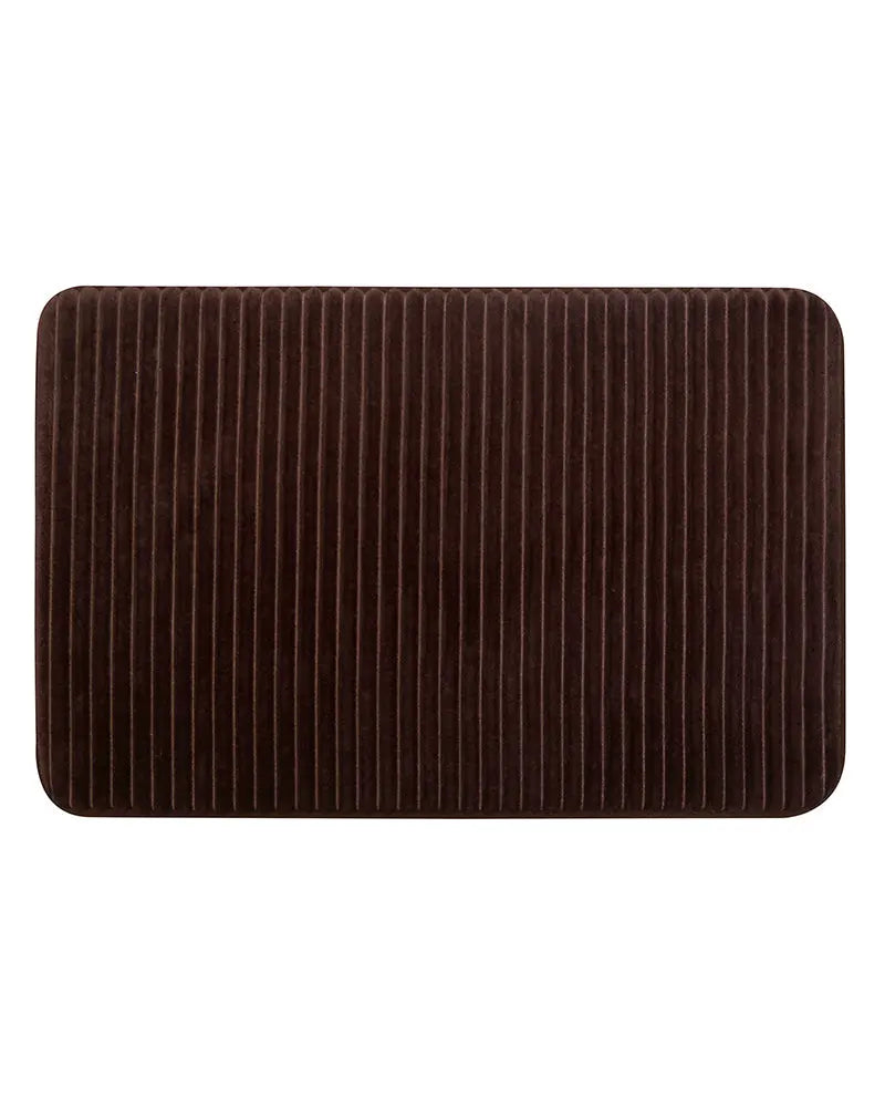 Pin Stripe Memory Foam Anti Skid Brown Bathmat