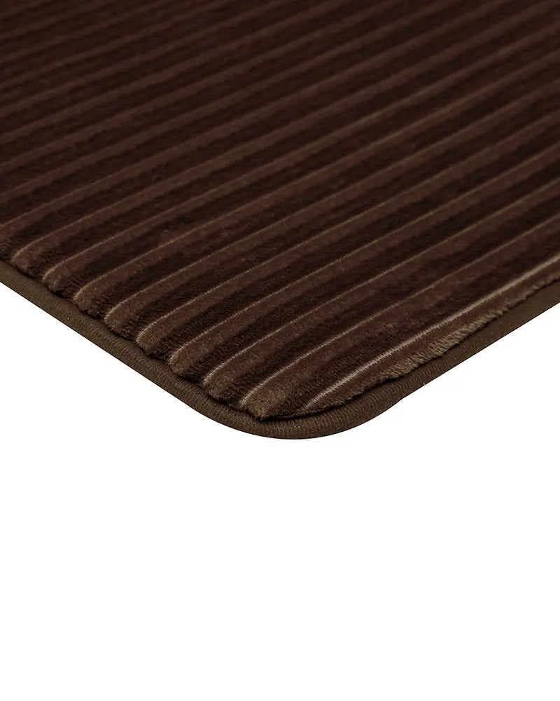 Pin Stripe Memory Foam Anti Skid Brown Bathmat