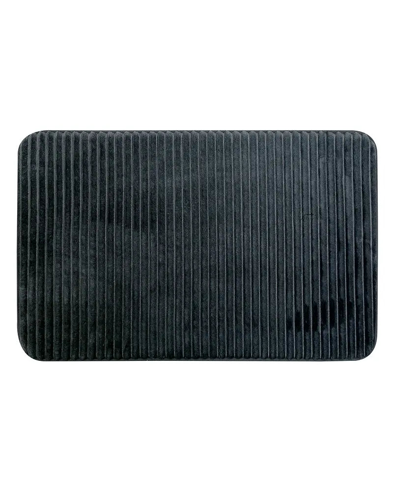 Pin Stripe Memory Foam Anti Skid Charcoal Bathmat