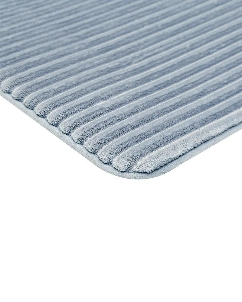 Pin Stripe Memory Foam Anti Skid Grey Bathmat