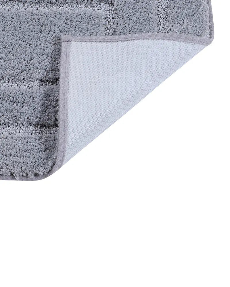 Triple Frame Anti Skid Super Soft Silver Bathmat