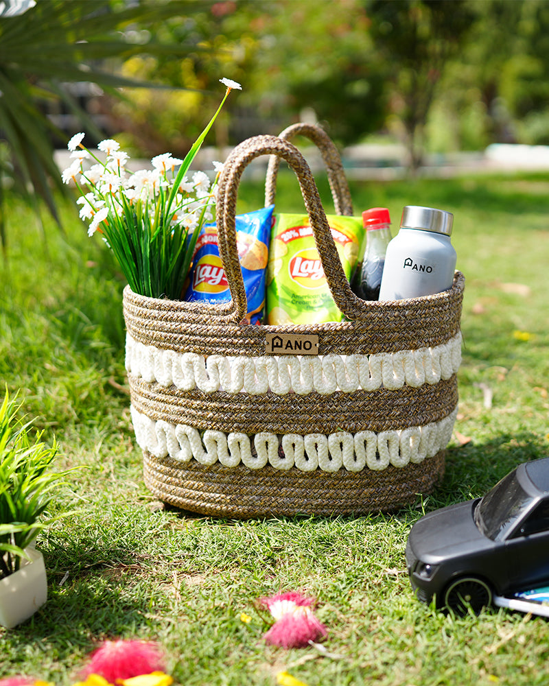 Solana Multi Purpose Beige Tote Hand Basket