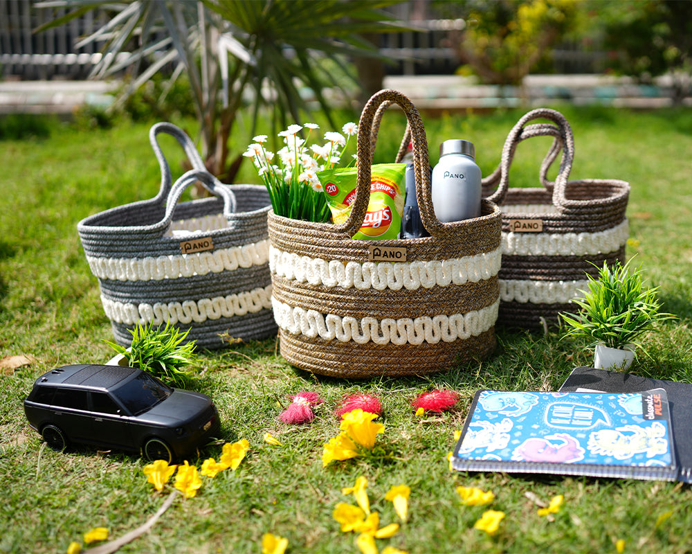 Solana Multi Purpose Beige Tote Hand Basket