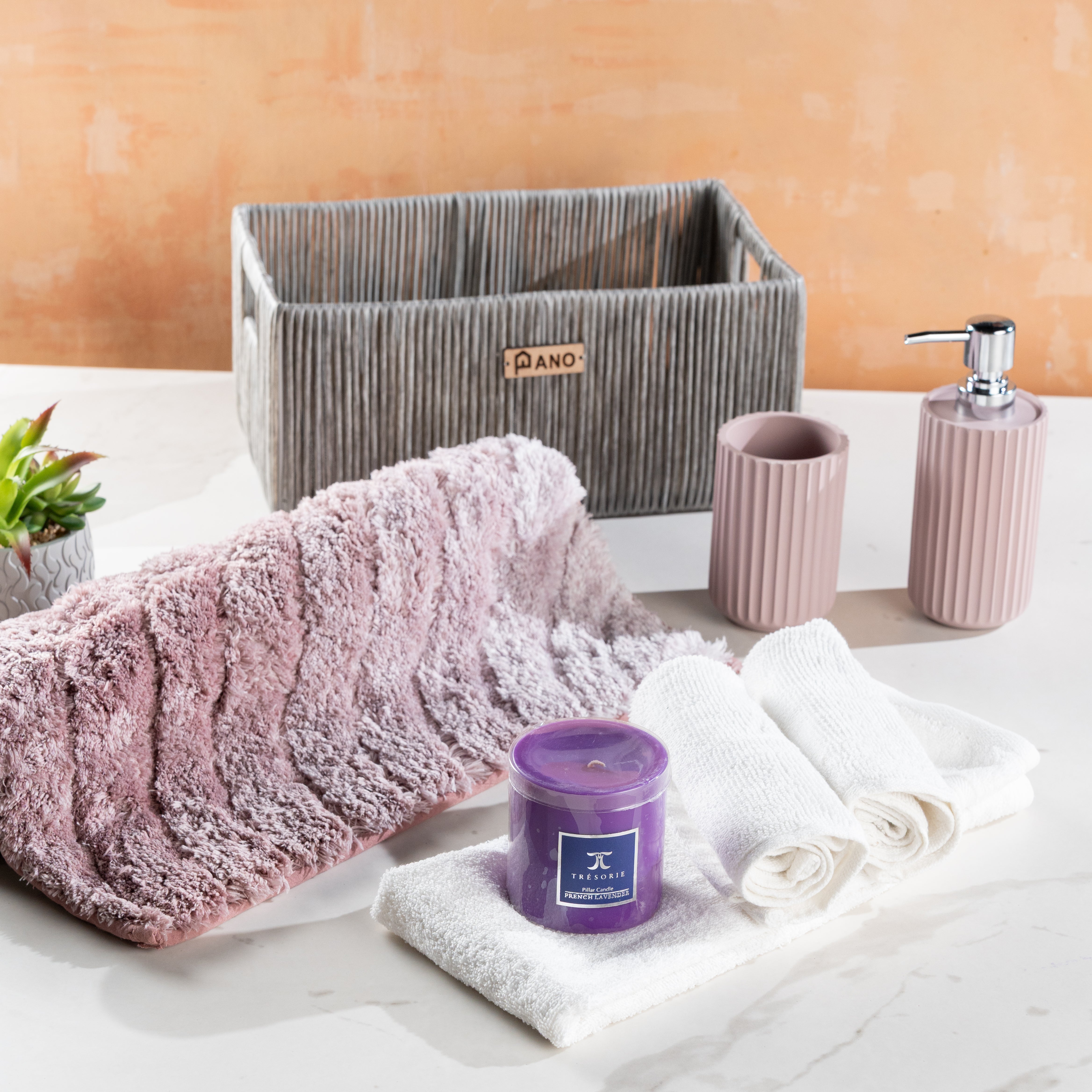 All in one Diwali Gift Combo with Soap Dispenser, Tumbler, 2 Face Towel & 1 Hand Towel & Decorative Candle - Pano